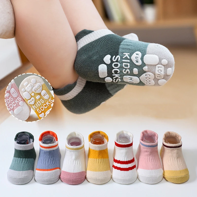 

5Pairs/Set Baby Boys Girls Short Socks Anti Slip Student Cotton Socks Breathable Kids Boy Girl Floor Sock For 1-12 Years