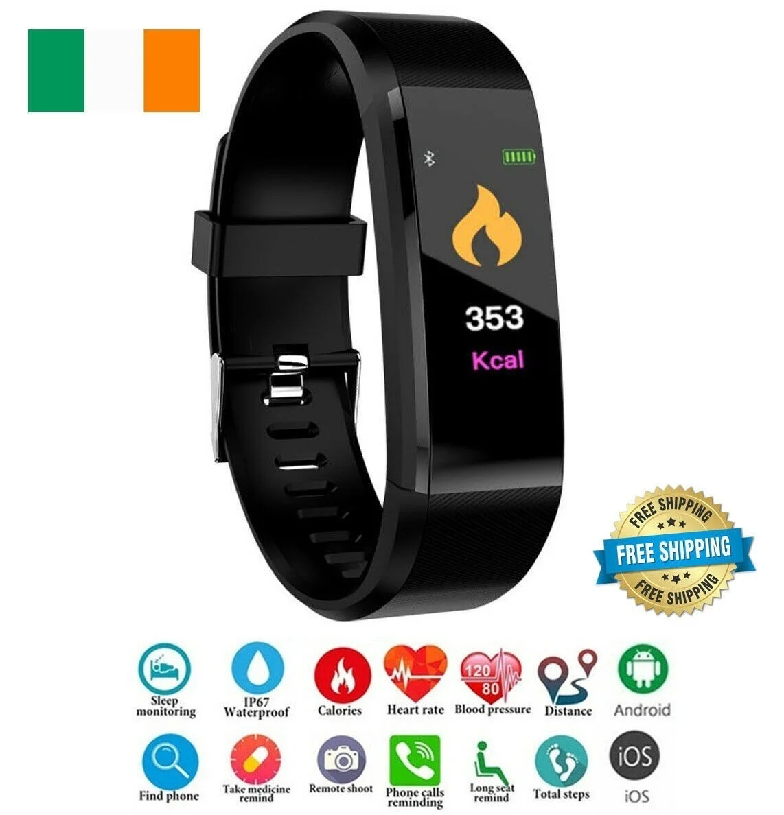 

Smart Watch Fitness Tracker Fit Bluetooth Step Caolorie Sport For