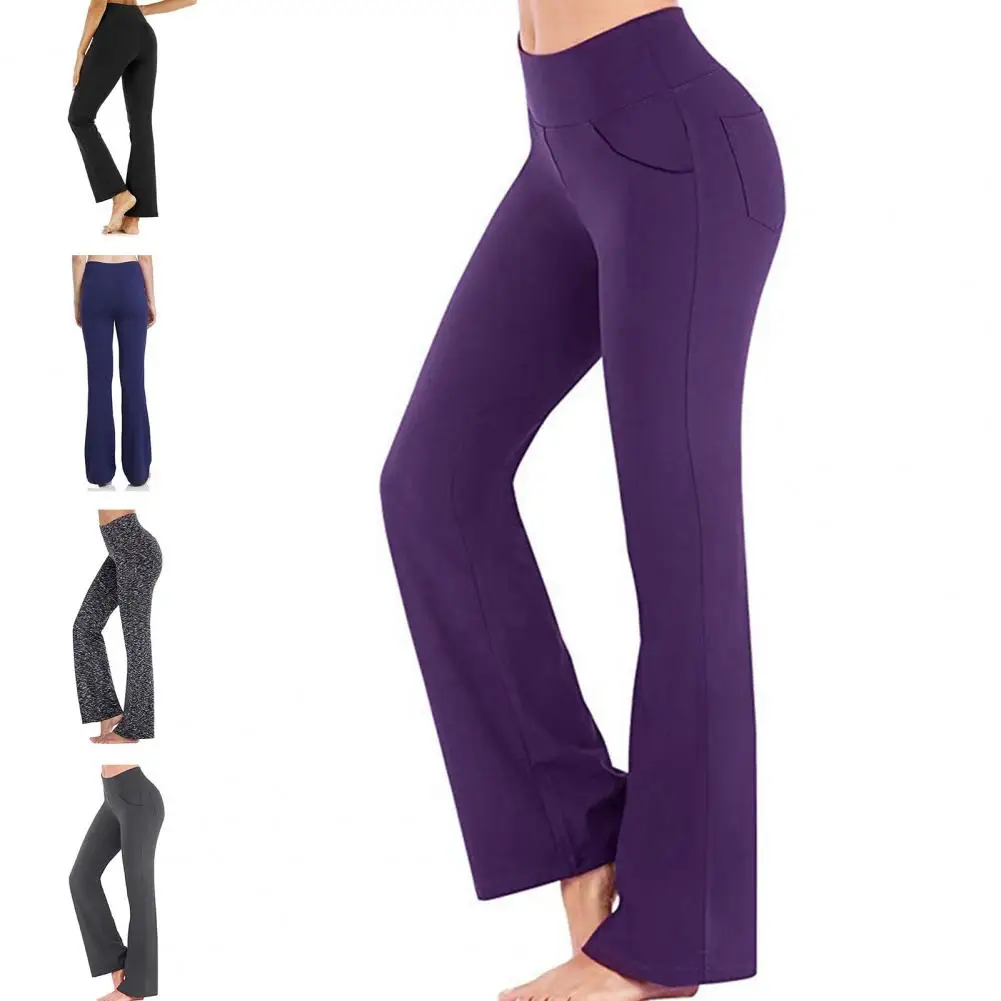 

M-4XL Women Pants All Match Yoga Pants Stretchy Women High Waist Solid Bootcut Pants Legs Pants High Waist Ladies for Running