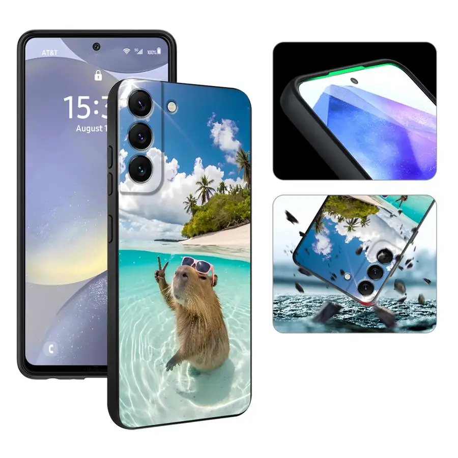 Фото Чехол для телефона Samsung Galaxy A57 A24 A73 A51 A55 A25 A26 A23 A53 A37 A22 A32 A72 A52 A36 A35 A71 с изображением капибары для отпуска №3