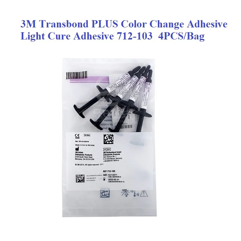 

3M Transbond PLUS Color Change Adhesive 712-103 Light Cure Dental Orthodontic Primer Bonding Adhesive 3M Transbond Plus 4PCS/Bag