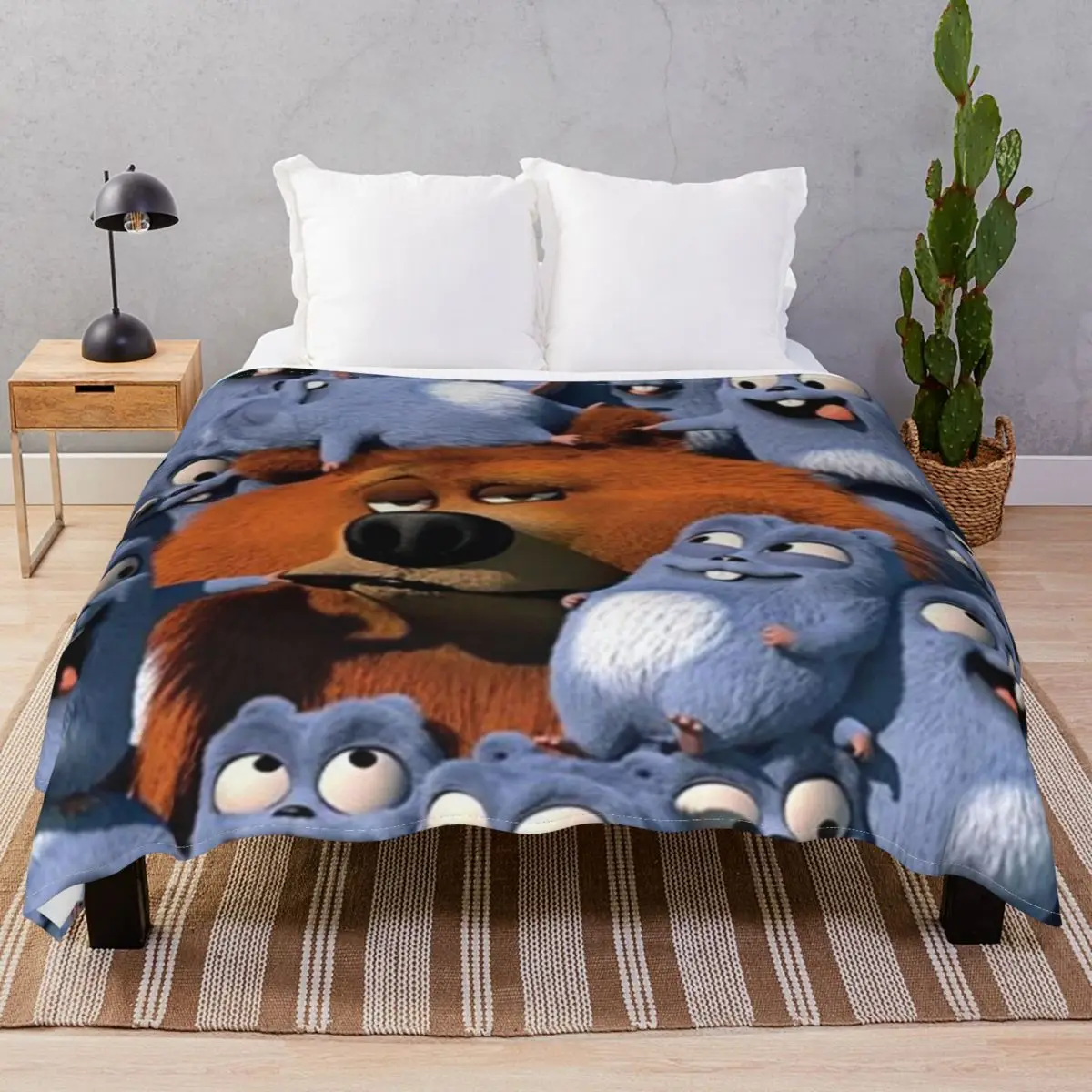 Grizzy And The Lemmings Blankets Flannel Summer Warm Unisex Throw Blanket for Bedding Sofa Camp Office