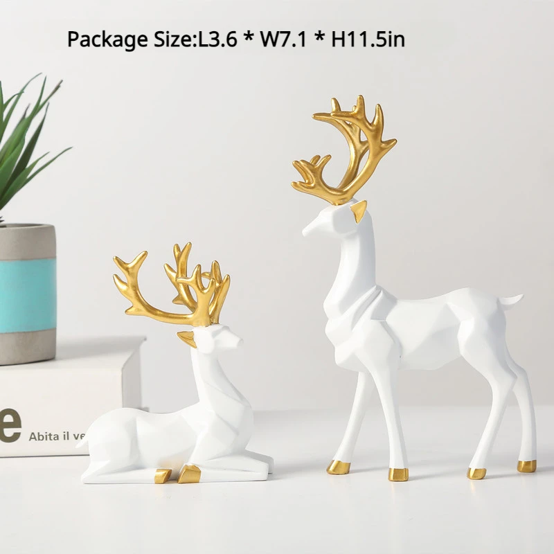 

Resin Deer Statue Home Decor Figurines Reindeer Sculpture White Deers Decor Scandinavian Home Living Room Decoration Tabletop