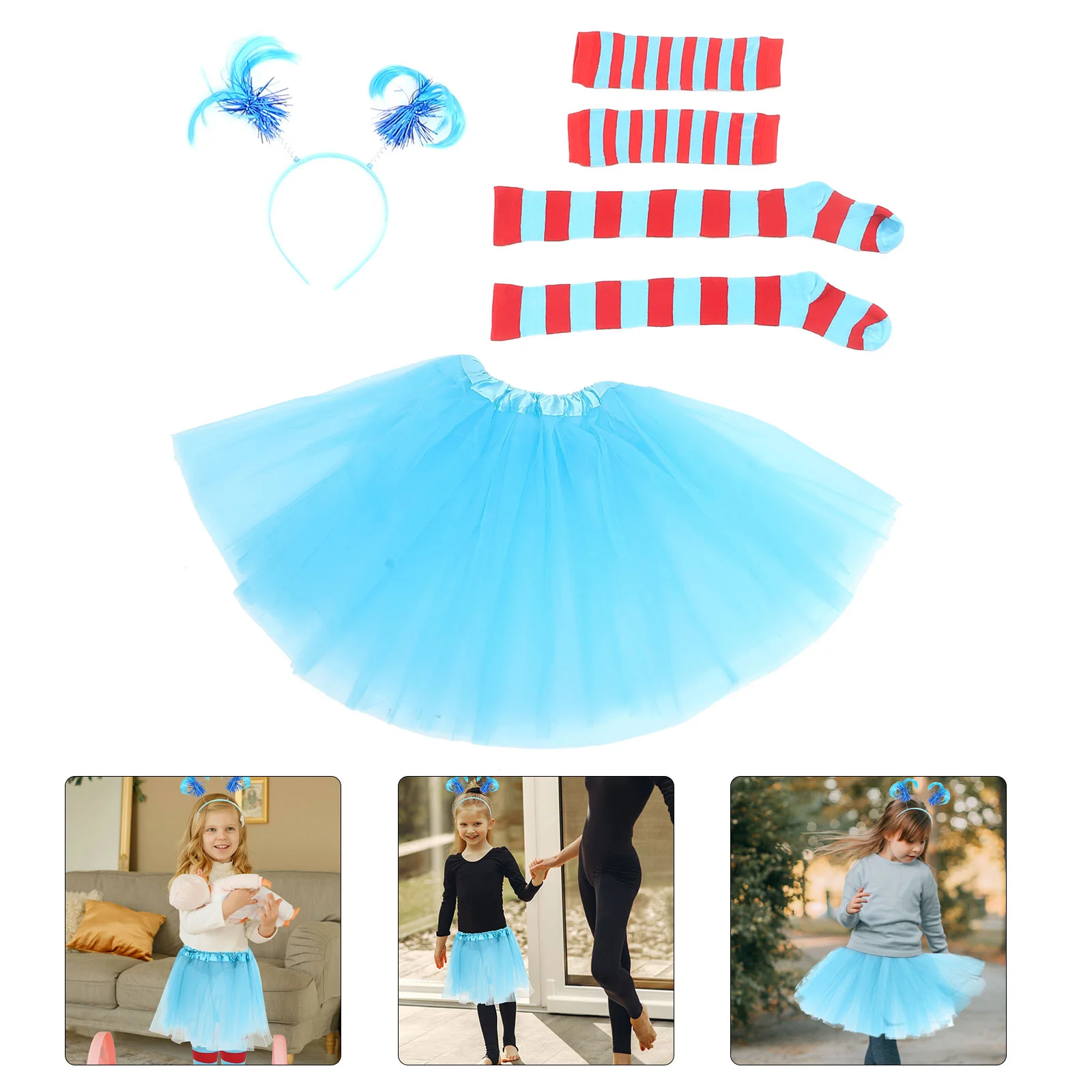 

1 Set Cosplay Costume Kit Knee Socks Headband Tutu Skirt Sleeves Party Supplies