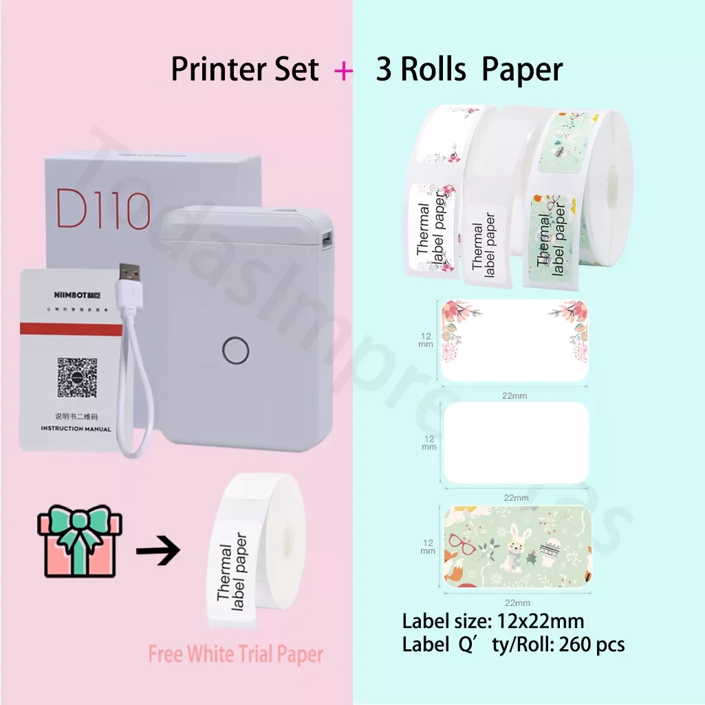 

2023 Niimbot D110 Label Maker Machine Mini Pocket Thermal Label Printer All in One DIY Date Sticker Label Machine Various Label