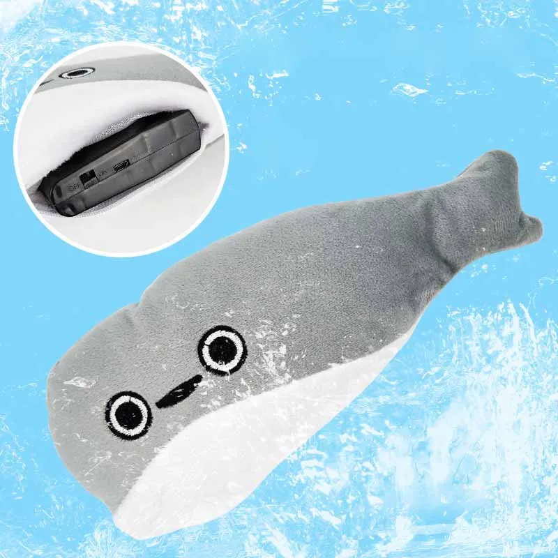 Детские электрические плюшевые игрушки серая рыба будет прыгать Плюшевые