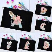 Female Cosmetic Bag Makeup Case Kawaii Animal Letter Large Capacity Stationery Box School Supplies Storage Pouch New Pencil Bags