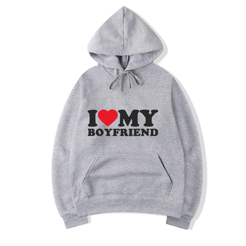 I Love My Boyfriend Sayings Quote Valentine Men and Women Sweater Multi Color 2023 Fashion Printing Hoodies Dropshipping