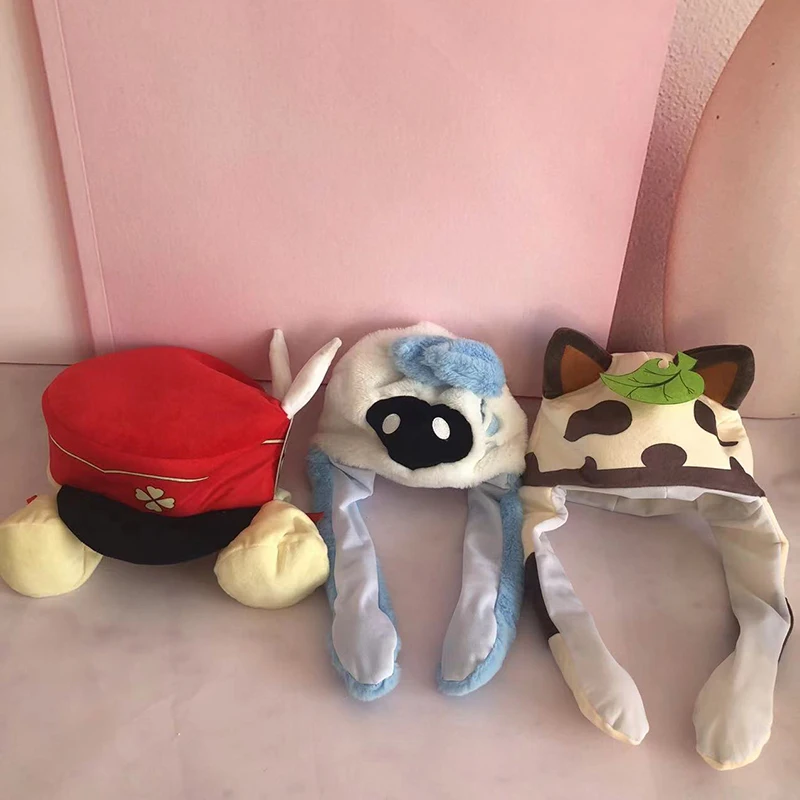 

Game Genshin Impact Klee Venti Sayu Cosplay Moving Ears Hat Earflaps Adult Unisex Plush Kawaii Toys Movable Ears Cap Accessories