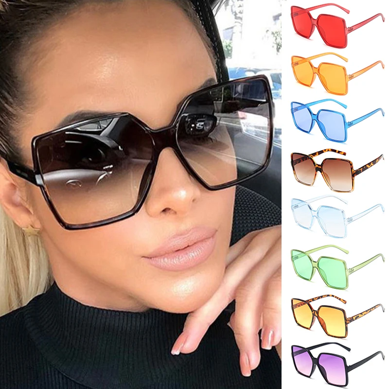 

Black Square Oversized Sunglasses Women Men Big Frame Colorful Sun Glasses Female Mirror Gradient Hip Hop Shades Sunglasses