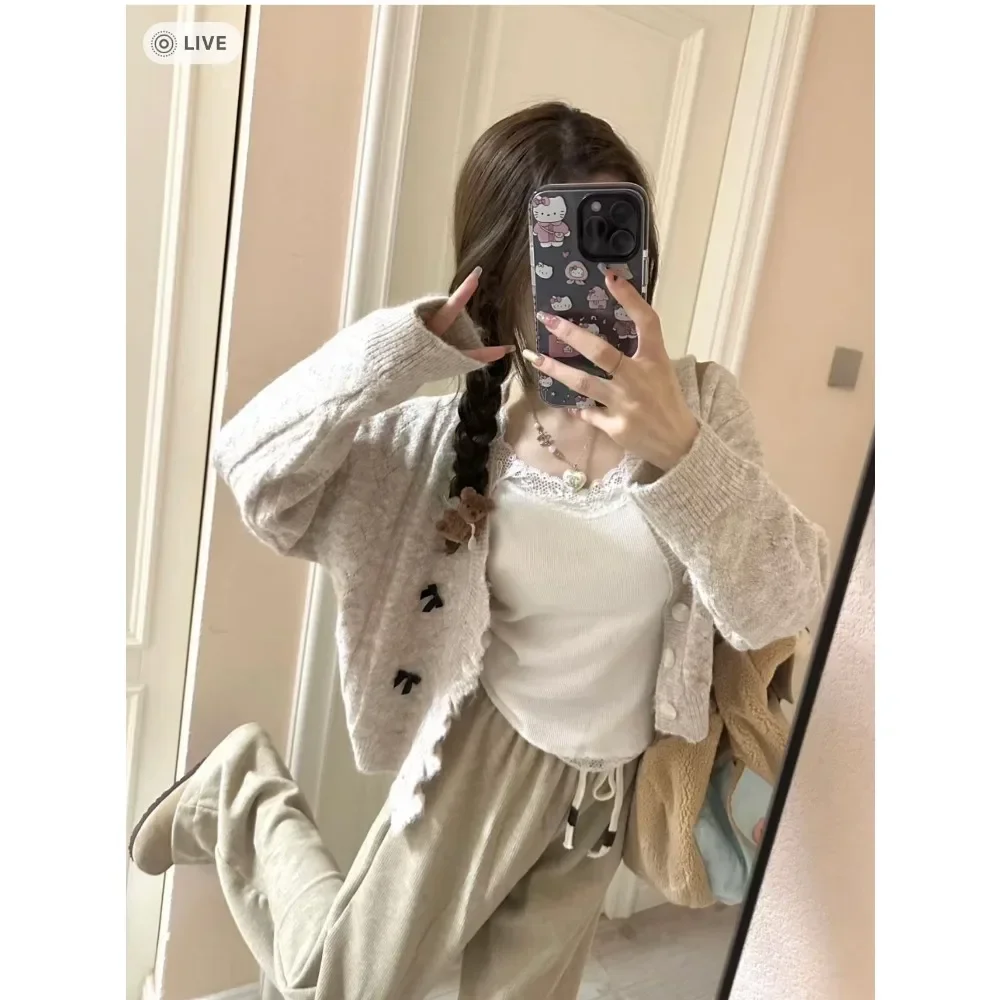 Милый Свитер В Молочном Стиле И Повседневный Комплект Брюк Женский Полный Из