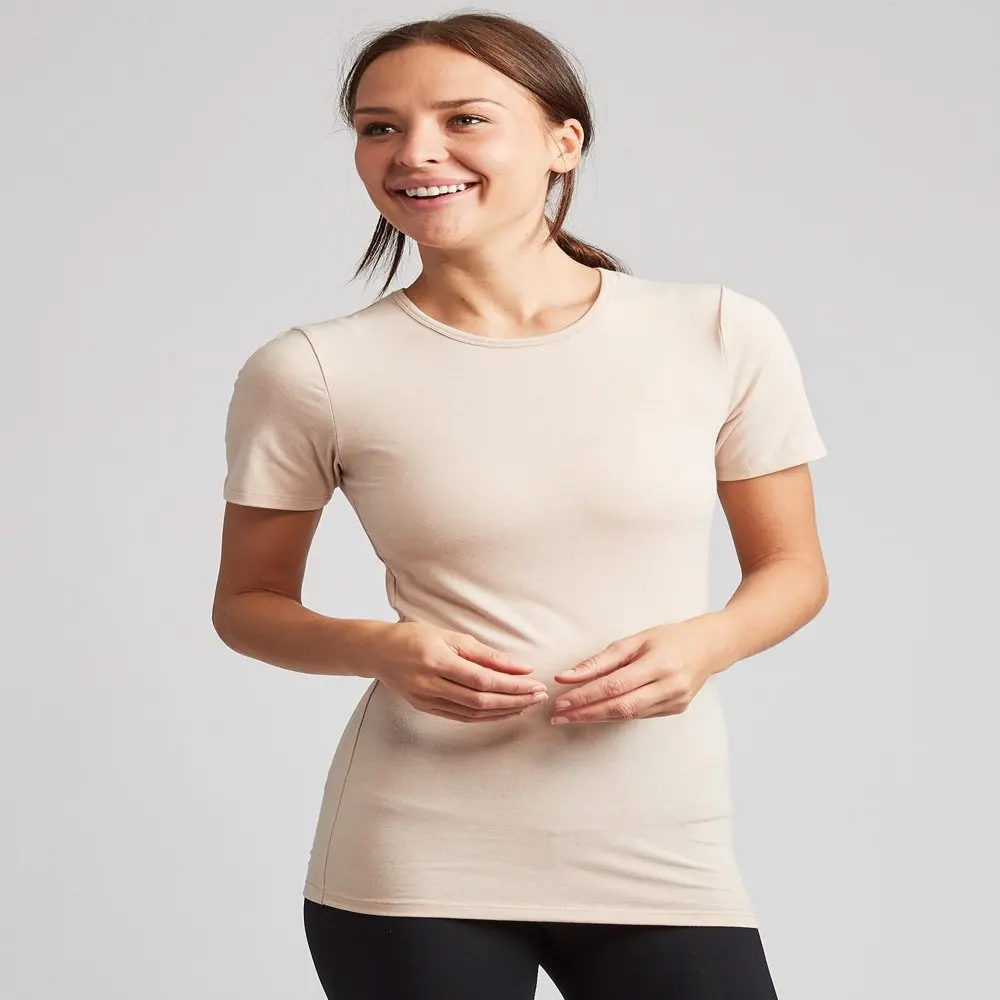 

Мягкая, приталенная Женская футболка средней длины класса люкс с круглым вырезом, 4 шт./упаковка, базовый слой в земляных оттенках, созданный для долговечности.