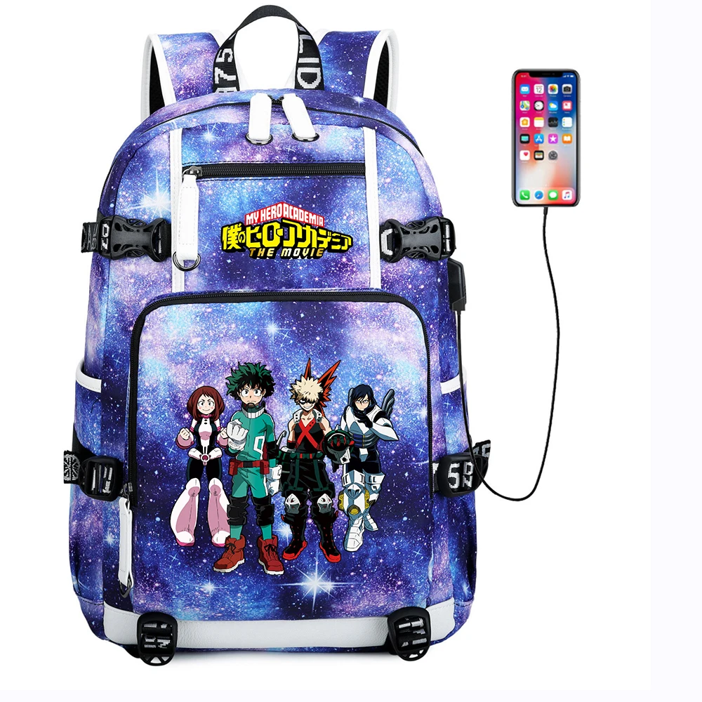 

Backpack Anime My Hero Academia Mochila USB Charging School Bag Casual Teenger Oxford Shoulder Travel Bag Laptop Bag Rucksack