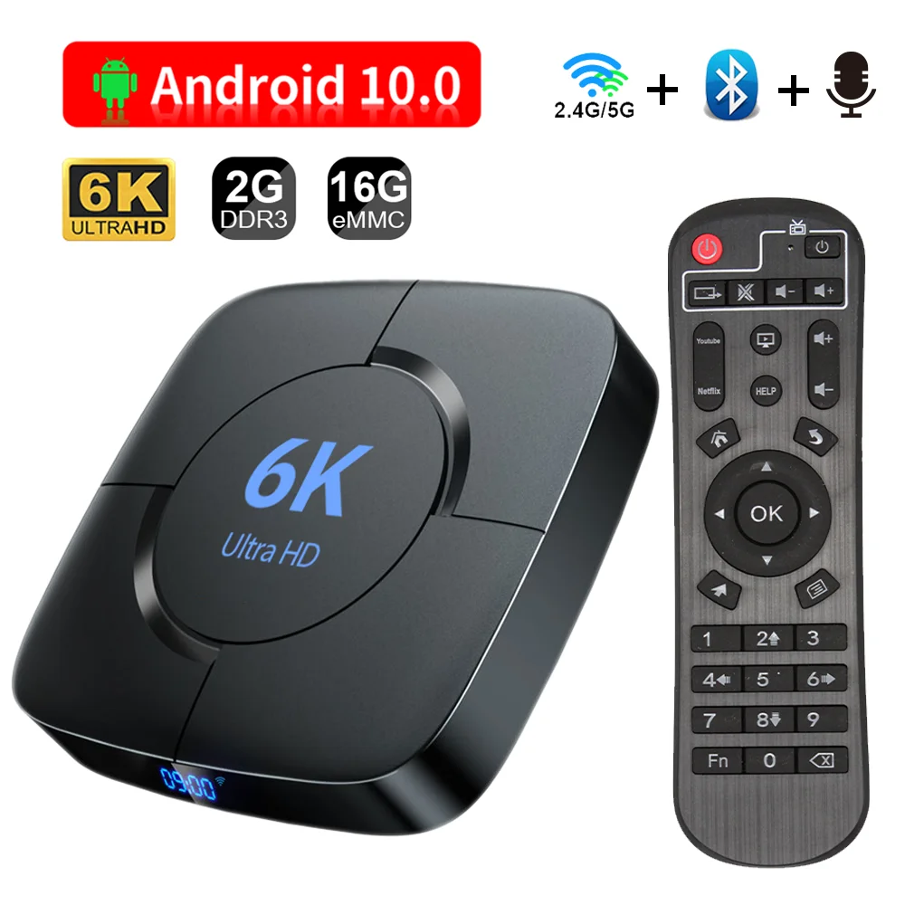 

Android TV Box Android 10 4GB 32GB 64GB 6K TV BOX H.265 Media Player 3D Video 2.4G 5GHz Wifi Bluetooth Smart TV Box Set Top Box