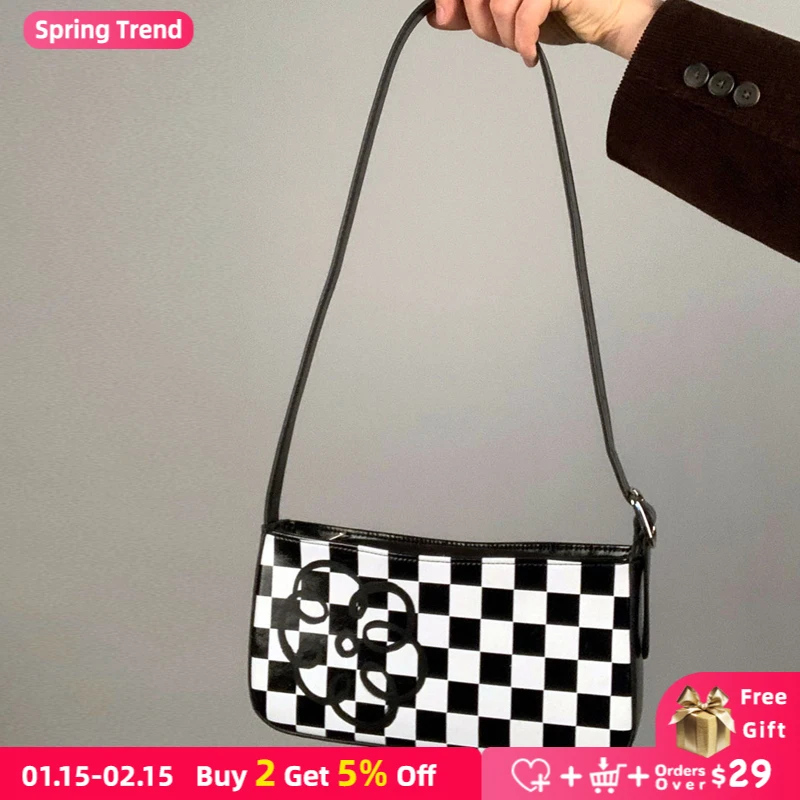 

Сумка женская клетчатая через плечо, в стиле ретро, 2021