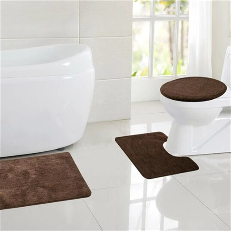 

3Pcs/Set Non-Slip Toilet Seat Pad Mat Flannel Carpet Bath Mat Rugs Washroom Cushion Door Rug Carpet Home Bathroom Accessories