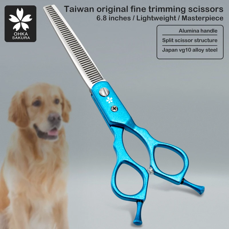 

Taiwan Origin Blue Pet Teeth Scissors Double Tail Nail Thin Scissors Split Scissors, Beautician's Fine Trimmi 6.8 Inch