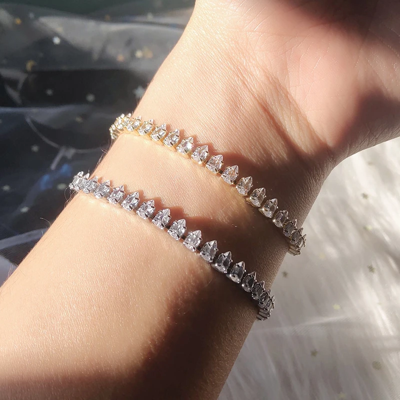 

Exquisite Water Drop Tennis Bracelets for Female AAA Cubic Zirconia Crystal Adjustable Bracelets Chain Party Wedding Jewelry