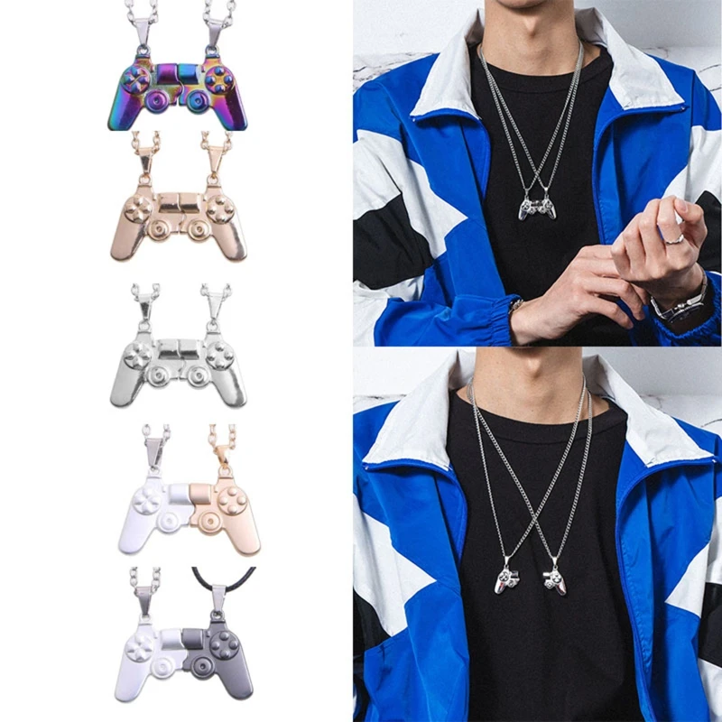2 шт. разделенный Магнитный игровой контроллер с подвеской ожерелье для пар
