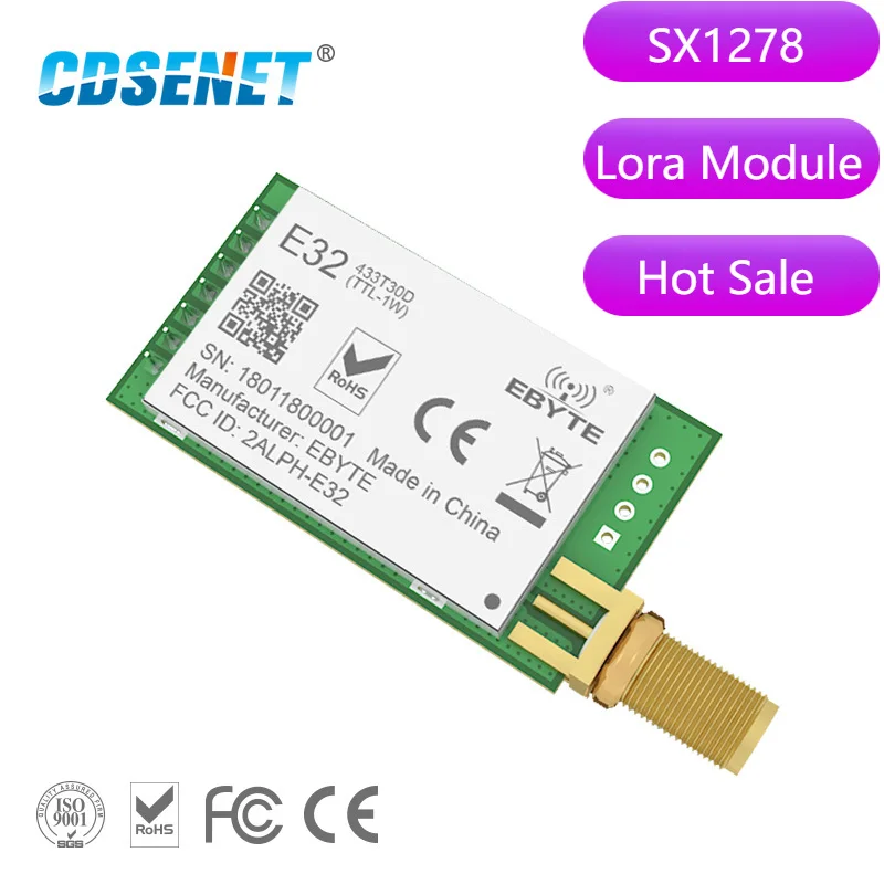 4Pcs LoRa SX1278 433MHz Module Transmitter Receiver 8000m E32-433T30D-V8.1 UART Long Range 433 MHz 1W Wireless rf Transceiver