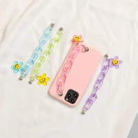 2022 new fashion sunflower smiling mobile phone chain acrylic phone case diy cooperation chains unti lost accessories for woman