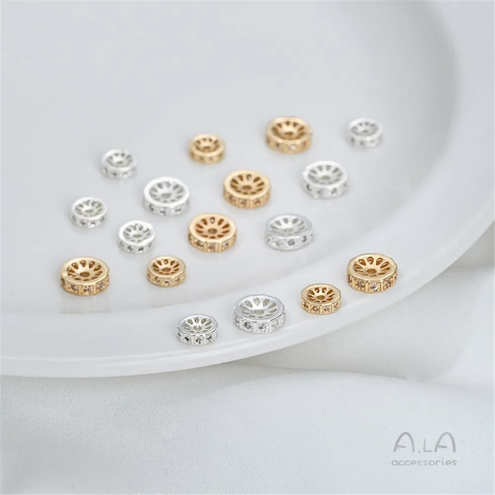 14-каратное золото яркое серебро инкрустированный цирконом круглая прокладка в