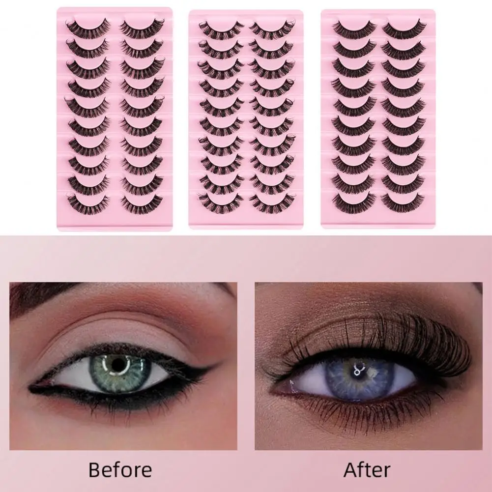 

10 Pairs False Eyelashes Soft D-Shaped Russian curling false eyelashes Lady Handmade Extensions Artificial Eyelash for Beauty
