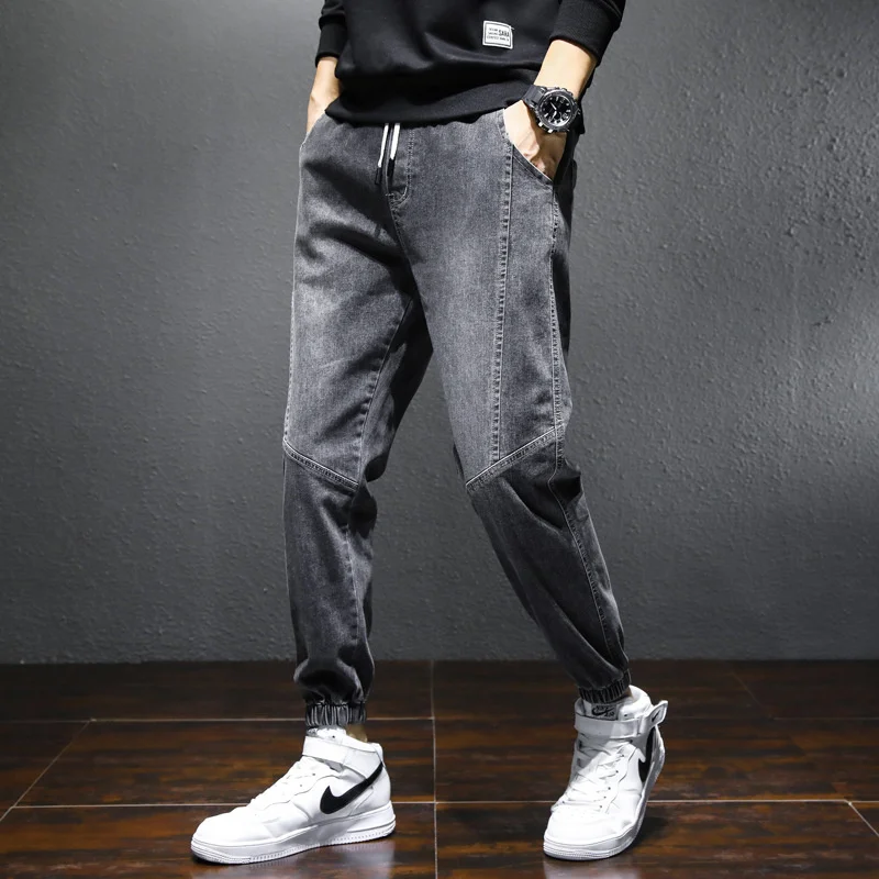 

Autumn Winter Baggy Men's Cargo Jeans Fashion Harlan Cotton Streetwear Harajuku Pants Joggers Elastic Waist Trousers Male M-5XL