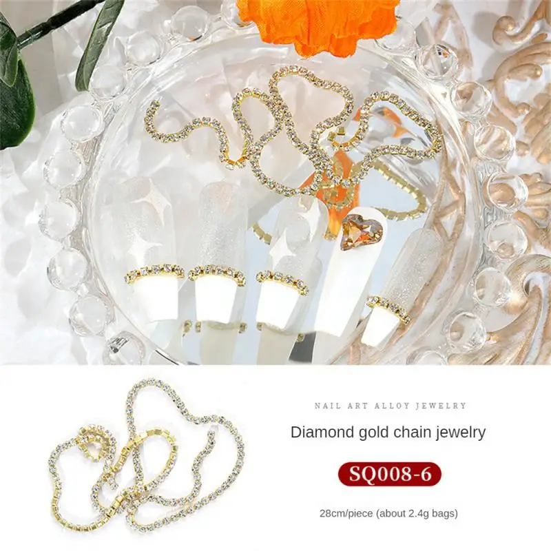 

Nail Art Drill Chain Rhinestone Accessories Super Flash Pearl Silver Chain Drill Cuttable Nail Decoration