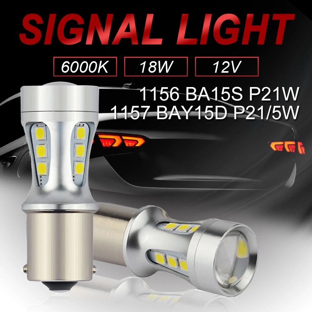 

2Pcs 1156 BA15S P21W LED 1157 P21/5W BAY15D Car Bulbs Brake Lights Reverse Lamp Daytime Running Turn Signal Light 6000K 12V 24V