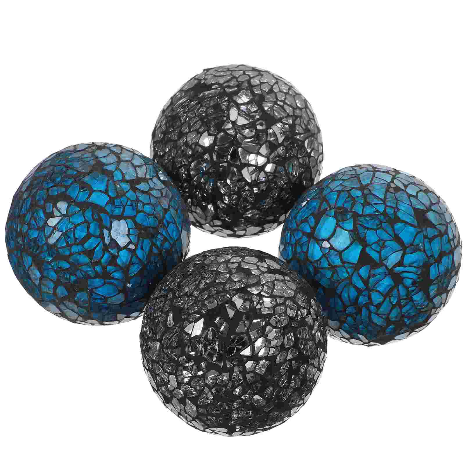 

4 Pcs Mosaic Ball Home Accessories Decorate Ornament Tabletop Desktop Glass Sphere
