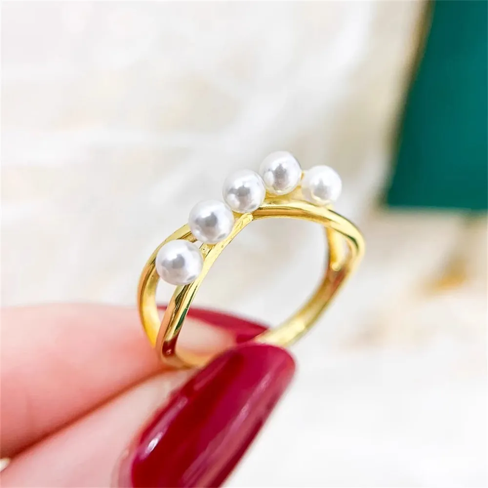 Кольцо из серебра 925 пробы с жемчугом 3-4 мм