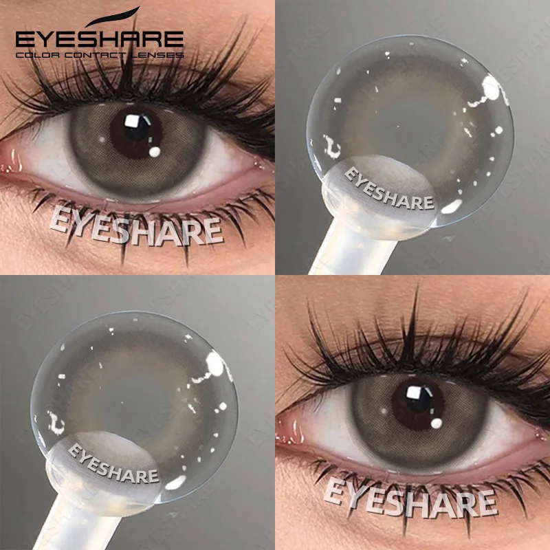 Фото EYESHARE 1 пара цветных контактных линз для глаз: натуральные черные, серые, синие. Косметические линзы для макияжа. №1