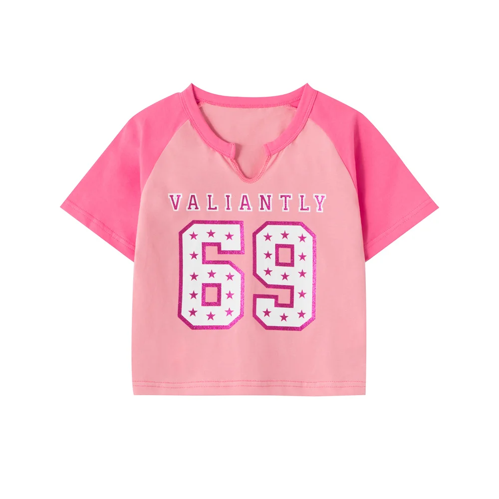 

Dark Icon Off Shoulder No 69 Slim Fit Crop Tee Shirts 2023 Summer Girl's T-shirt Woman Clothes
