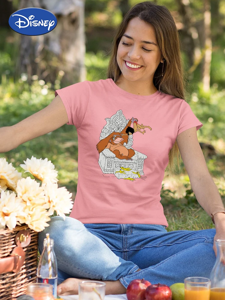 

The Jungle Book Funny T Shirts Women Pink Summer Top Short Sleeve Kawaii Harajuku Tshirt Urban 2022 Soft Girl Aesthetic Clothes