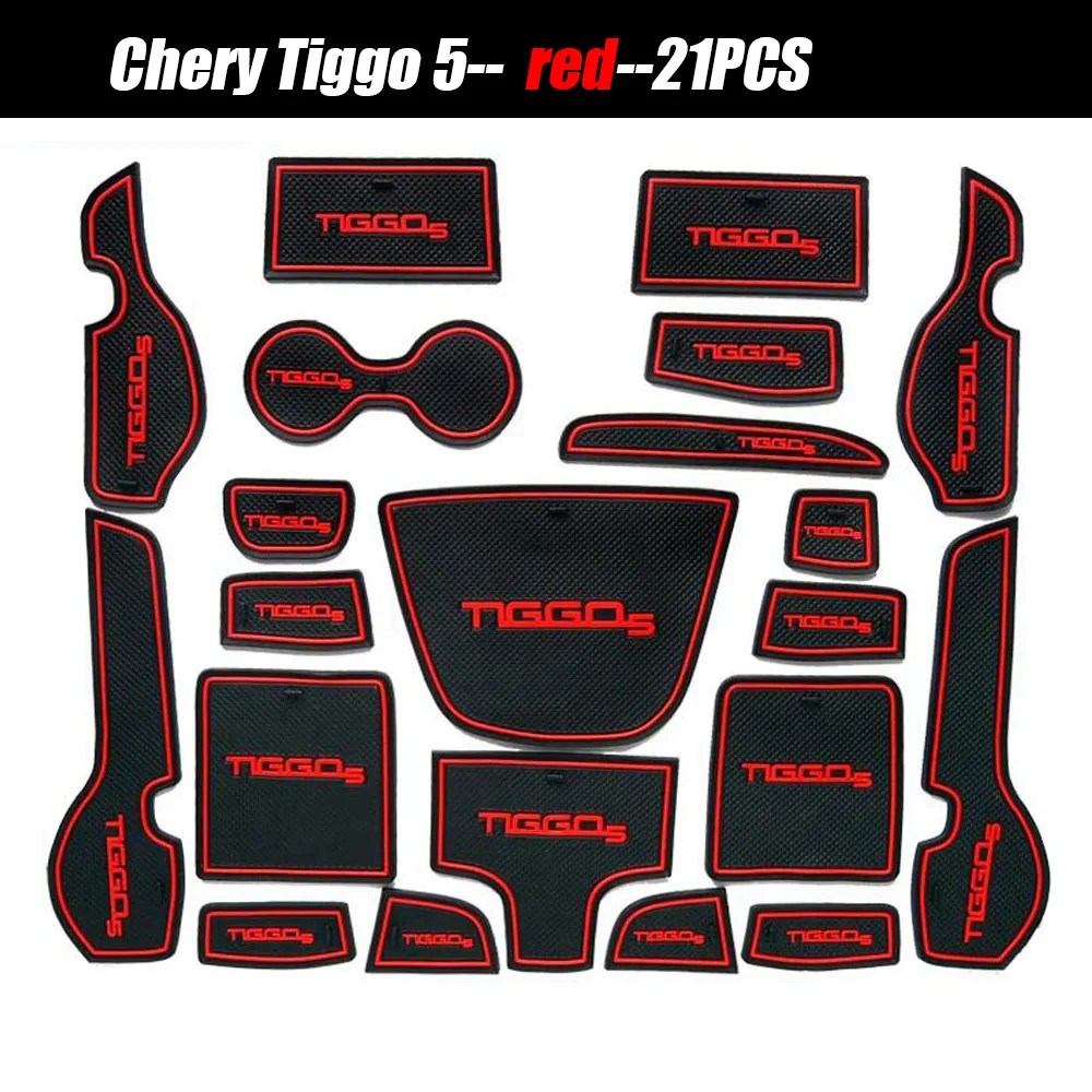 

For Chery Tiggo 5 2014-2018 Car Anti-Slip Gate Slot Cup Pad Mat Door Groove Non-Slip Pad Water Coaster Protect Rubber Accessorie