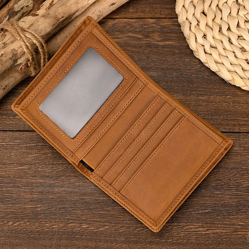

New Style Leather Wallet For Men Crazy Horse Leather Male Short Purse Business Card Holder Wallet Dropshipping Multi Cards