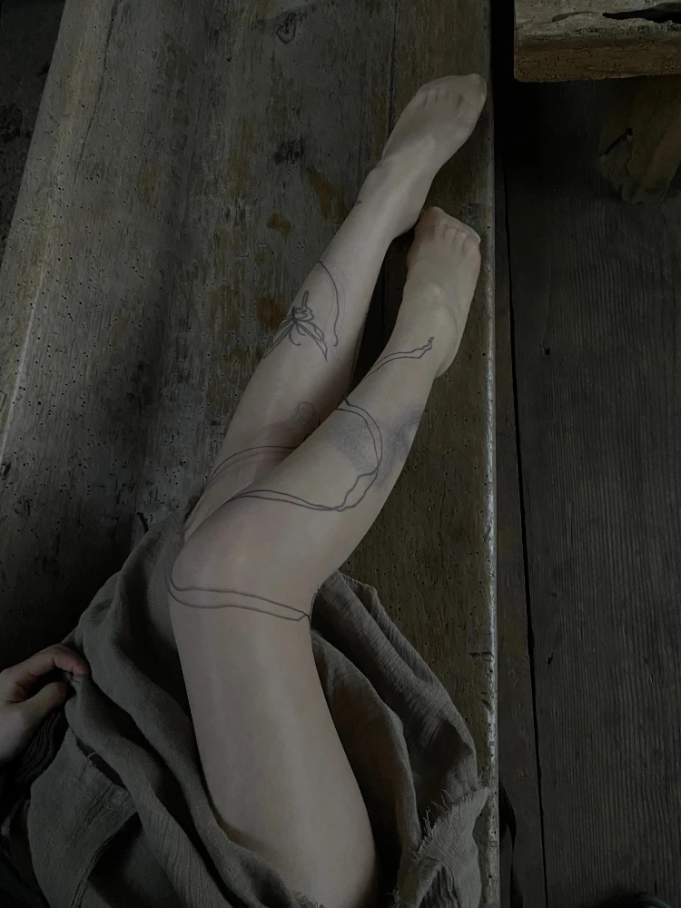 Pantyhose Leg Shaping Women's Irregular Line Tattoo Butterfly Print Thin Transparent Unique Mesh String Four Seasons Universal