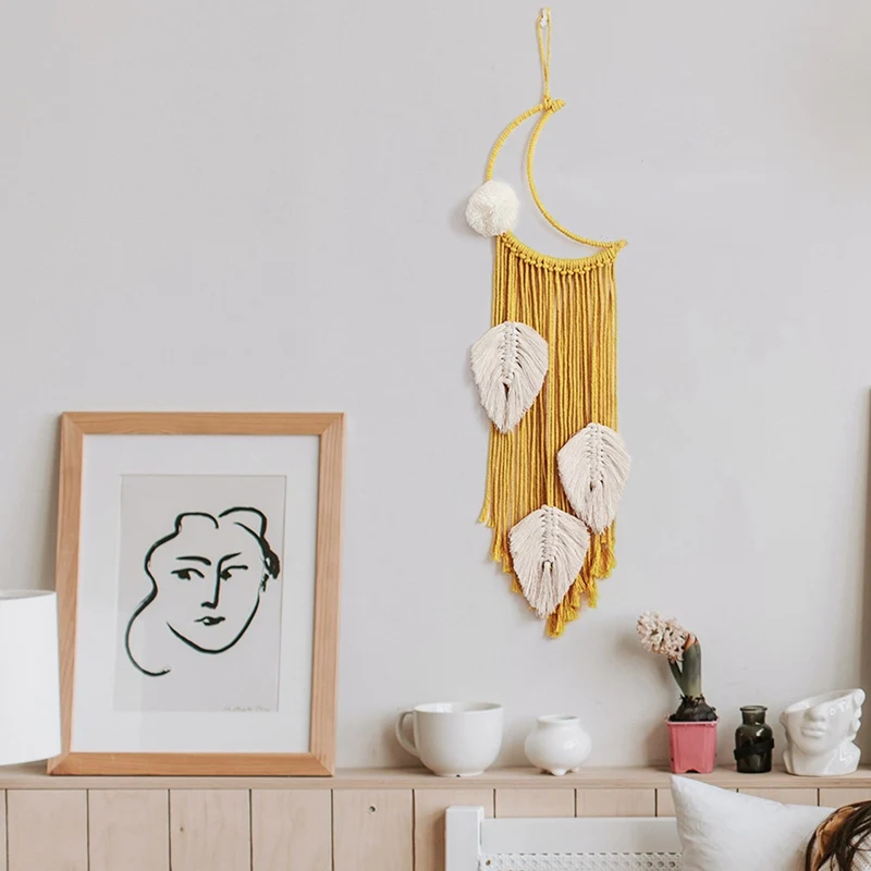 

Moon Tassel Tapestry Home Wedding Bohemian Nordic Hand Woven Macrame Fabric Wall Hanging Pandents Decoration