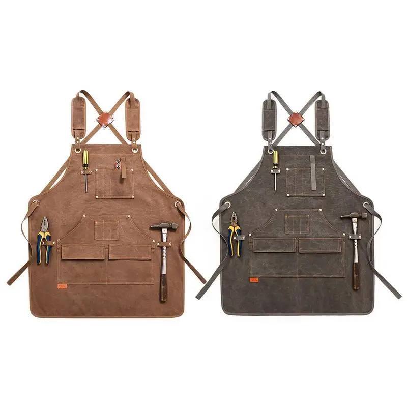 

Tool Apron Men Women Adjustable Canvas Apron Heavy Duty Utility Apron With Pockets For Woodwork Room Craft Workshop