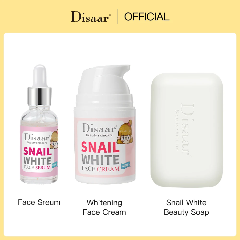 

Disaar 3pcs Snail Mucus Extract Facial Whitening Skin Care Set Nourishing and Hydrating Anti-aging Serum Cream Handmade Soap