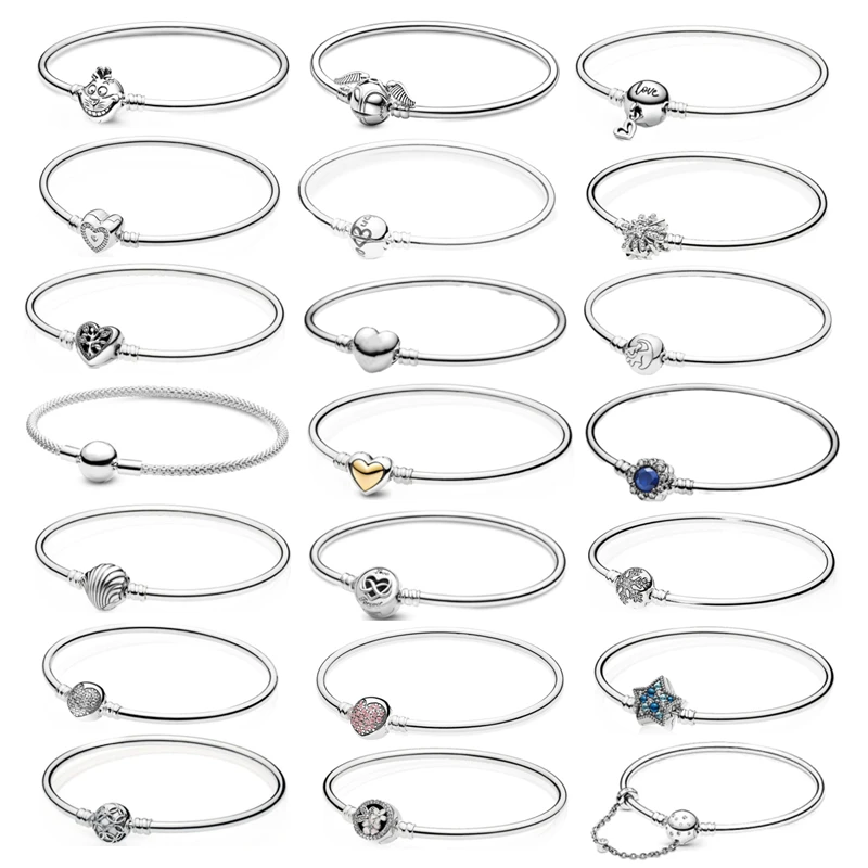 

100% 925 Sterling Silver Bracelets Bangle Fashion Fine Jewelry Women Luxury Apply To DIY Beads Charm Jewellry Femme Gift