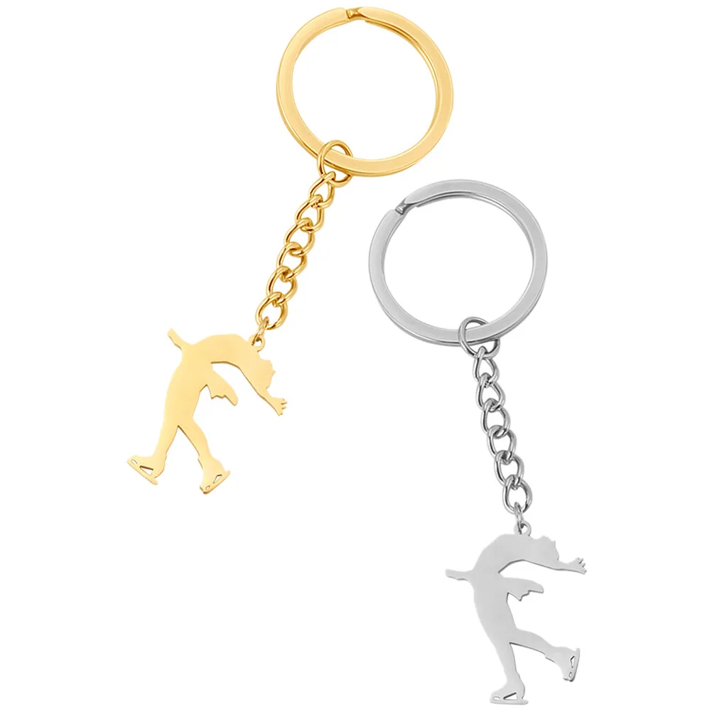 

2 Pcs Decorations Key Rings Pendant Chains Car Keys Stainless Steel Jewelry Backpack Purse Bag Modeling Keychain Inspirational