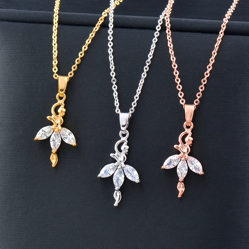 KIOOZOL korean fashion Ballet Girl Pendants Necklace For Women Chains accessories Gift for girlfriend Fashion Jewelry 680 KO2