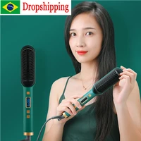 2 in 1 electric professional ion hair straightener brush curling comb with lcd display hair curling tools hair straight