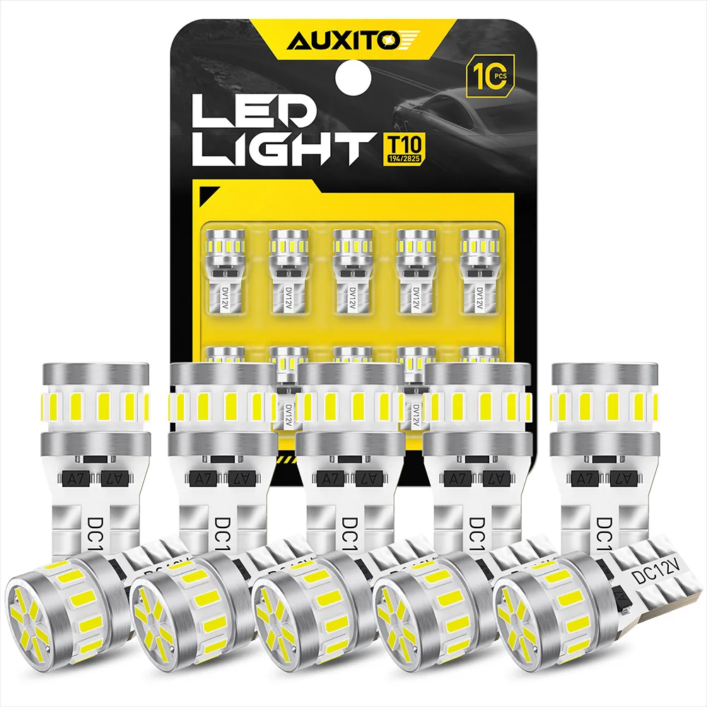 

AUXITO 10 шт. 194 168 T10 W5W Светодиодные лампы 6500K Белые для внутреннего освещения автомобиля Супер яркие 2825 светодиодн...