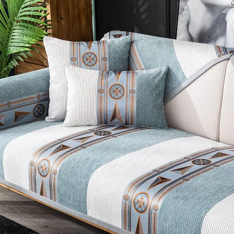 

Chenille Jacquard Weave Couch Cover Antiskid Four Seasons Universal Bordure Sofa Cushion Decoration Home Furnishing Sofa Towel