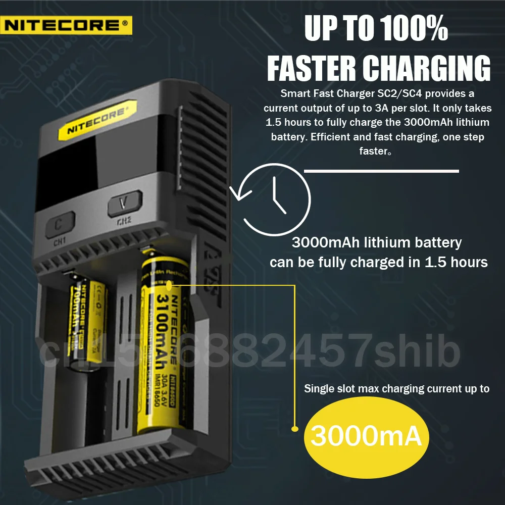 Оригинальное интеллектуальное зарядное устройство Nitecore SC4 SC2 с быстрой зарядкой