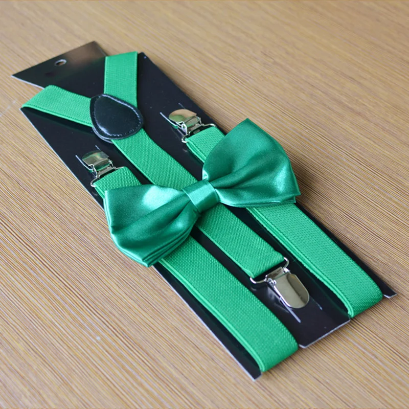 

Solid Color Man's Belt Bowtie Set Men Women Suspenders Polyester Y-Back Braces Two Colors Bow Tie Adjustable Elastic