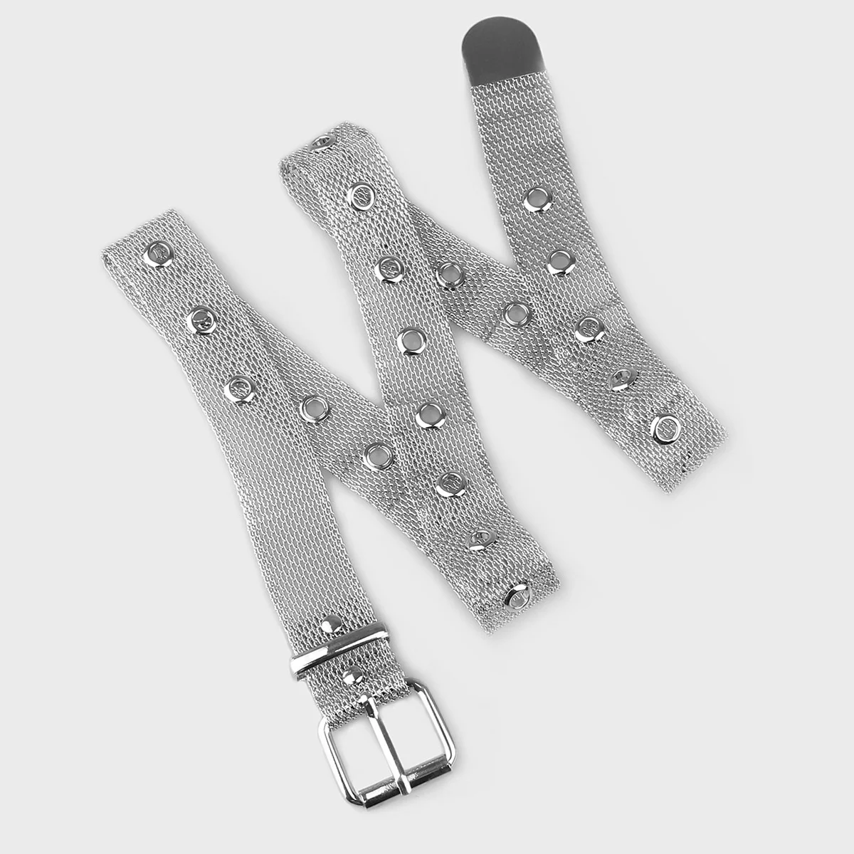 

New women's chain fashion white K belt square buckle metal punk women's silver waist chain